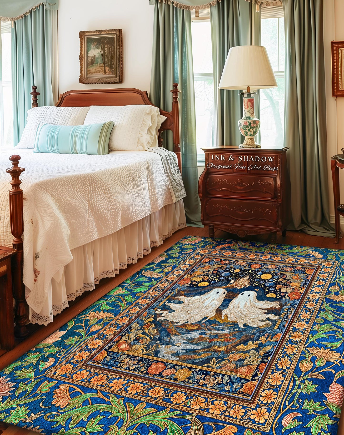 Colorful Gothic Celestial Area Rug | Halloween Accent Whimsigothic Cottagecore Bedroom Witchy Romance Haunted Aesthetic Witchy Home Decor |