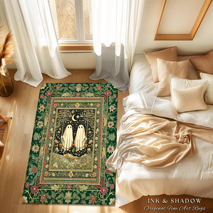 Golden Enchantment Floral Ghost Rug | Gothic Lovers Area Rug Gothic Bedroom Accent 'Til Death do us Part Mystical Decor Botanical Garden |