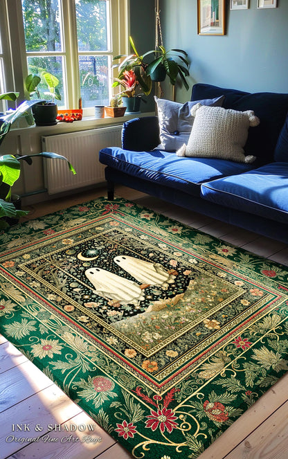 Golden Enchantment Floral Ghost Rug | Gothic Lovers Area Rug Gothic Bedroom Accent 'Til Death do us Part Mystical Decor Botanical Garden |