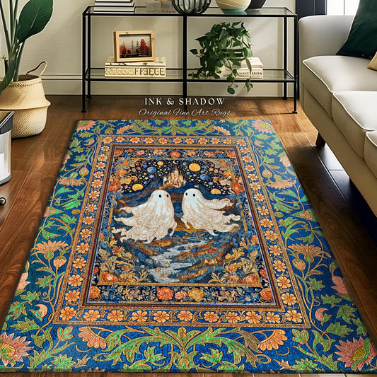Colorful Gothic Celestial Area Rug | Halloween Accent Whimsigothic Cottagecore Bedroom Witchy Romance Haunted Aesthetic Witchy Home Decor |