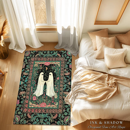 Dreamy Botanical Garden Ghost Rug | Witchy Pastel Cottagecore Bedroom Accent Whimsigoth Decor Cozy Enchanted Celestial Gothic Aesthetic |