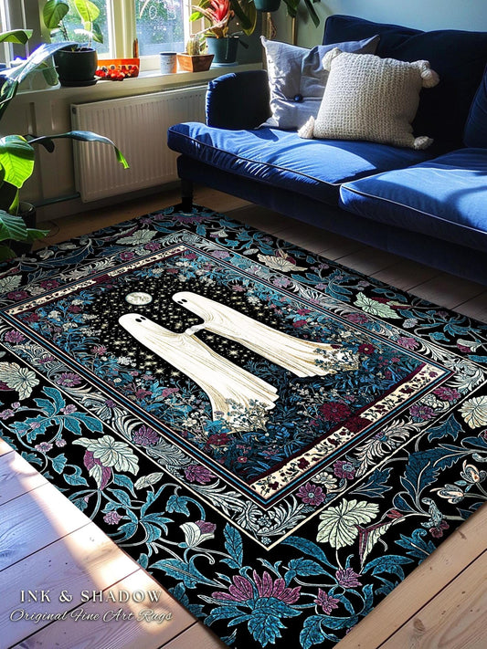 Twilight Grove Mystic Ghost Area Rug | Gothic Bedroom Decor Spirit-Inspired Cozy Fall Accent Whimsigoth Celestial Halloween Maximalist Style