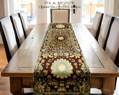 Boho Maximalist Sun Table Runner | Witchy Mystic Theme Dinner Table Whimsical Celestial Tarot Aesthetic Astrology Inspired Spiritual Home |
