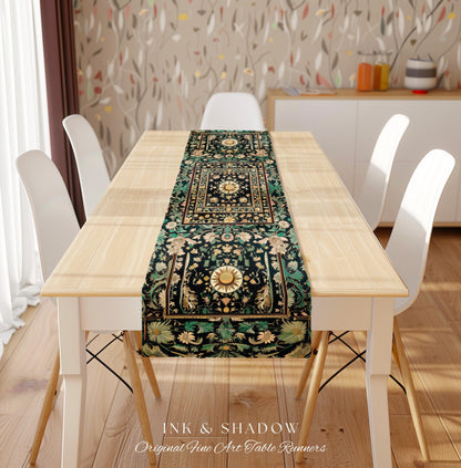 Witchy Sun Dark Academia Table Runner | Bohemian Rustic Whimsical Gothic Maximalist Dining Table Whimsical Celestial Astrology Aesthetic |