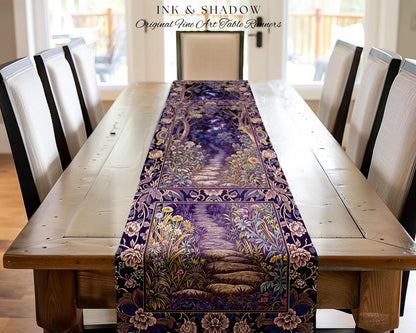 Magical Woodland Mushroom Table Runner | Fairytale Theme Woodland Botanical Aesthetic Whimsical Home Decor Dining Room Housewarming Gift |