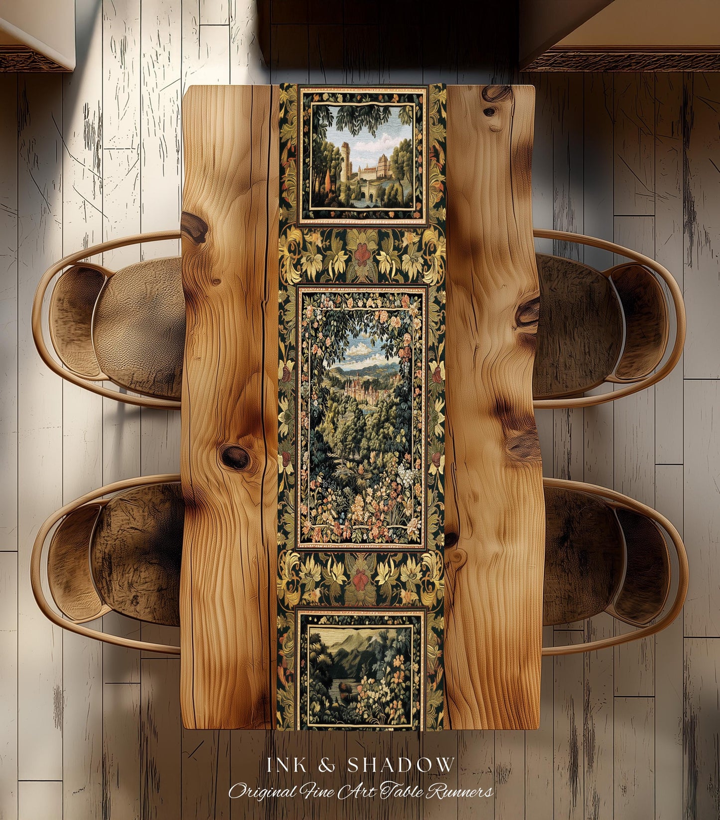 Fantasy Castle Botanical Table Runner | Fairycore Princess Dining Room Woodland Moody Medieval Woodland Fairytale Whimsy Whimsigothic Decor