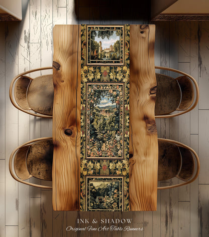 Fantasy Castle Botanical Table Runner | Fairycore Princess Dining Room Woodland Moody Medieval Woodland Fairytale Whimsy Whimsigothic Decor