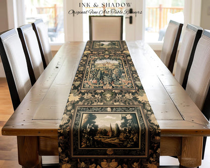 Dark Academia Victorian Royal Table Runner | Fantasy Dining Room Boho Woodland Princess Medieval Rustic Floral Landscape Coquette Maximalist