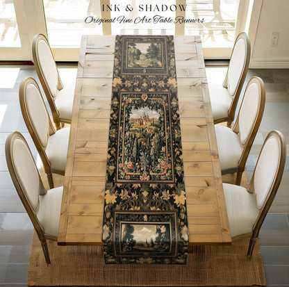 Dark Academia Victorian Royal Table Runner | Fantasy Dining Room Boho Woodland Princess Medieval Rustic Floral Landscape Coquette Maximalist