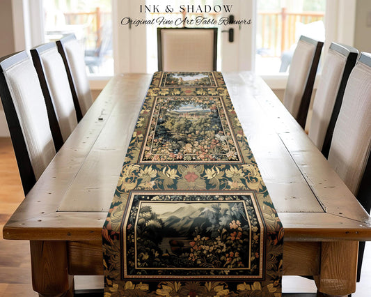 Fantasy Castle Botanical Table Runner | Fairycore Princess Dining Room Woodland Moody Medieval Woodland Fairytale Whimsy Whimsigothic Decor