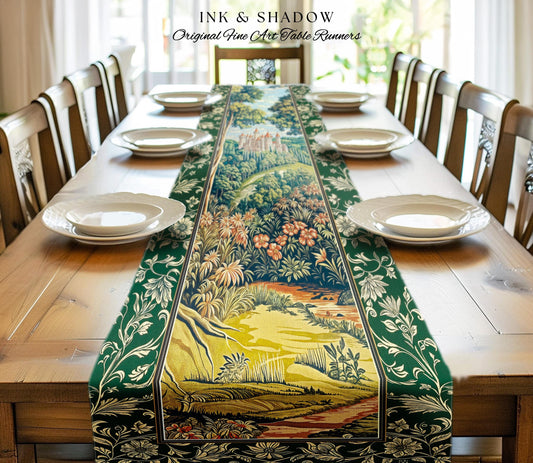 Fairytale Aesthetic Castle Table Runner Fairycore Folklore Inspired Decor | Magical Woodland Dining Room Whimsigothic Ethereal Forest Style