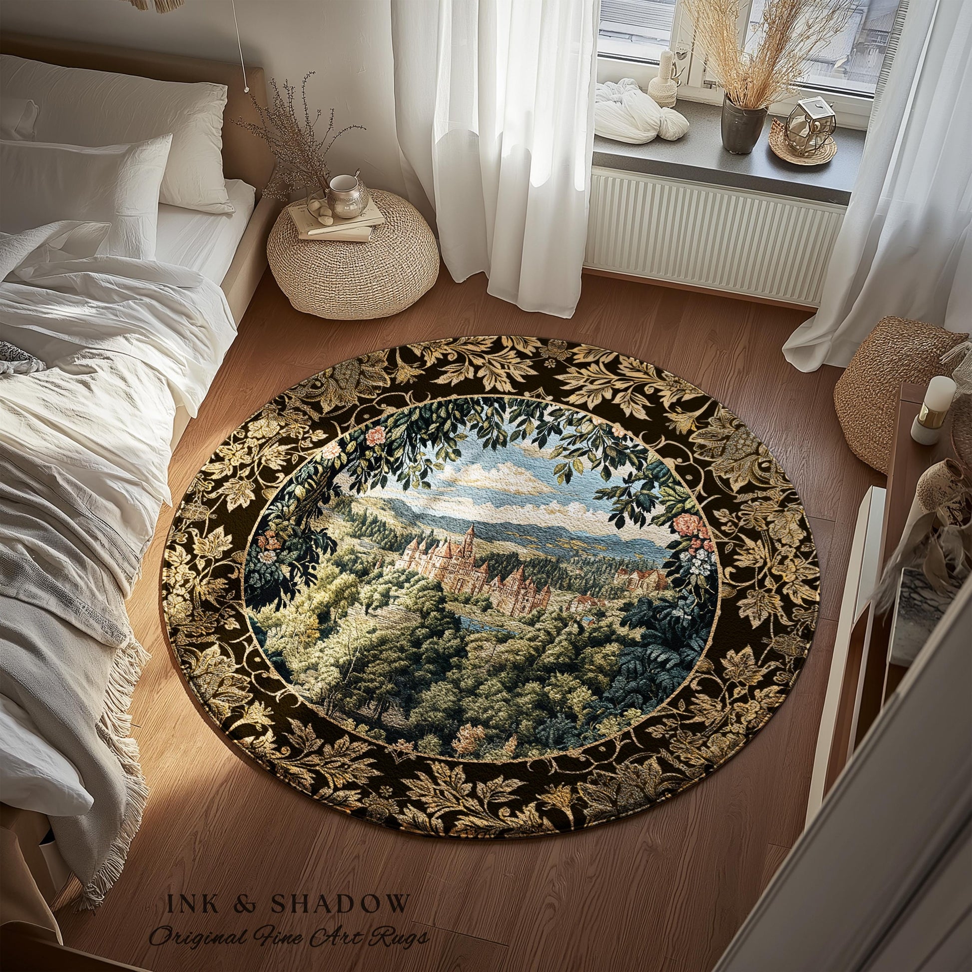 Fantasy Castle Botanical Area Rug | Fairycore Princess Bedroom Woodland Moody Medieval Woodland Fairytale Whimsy Whimsigothic Home Decor |