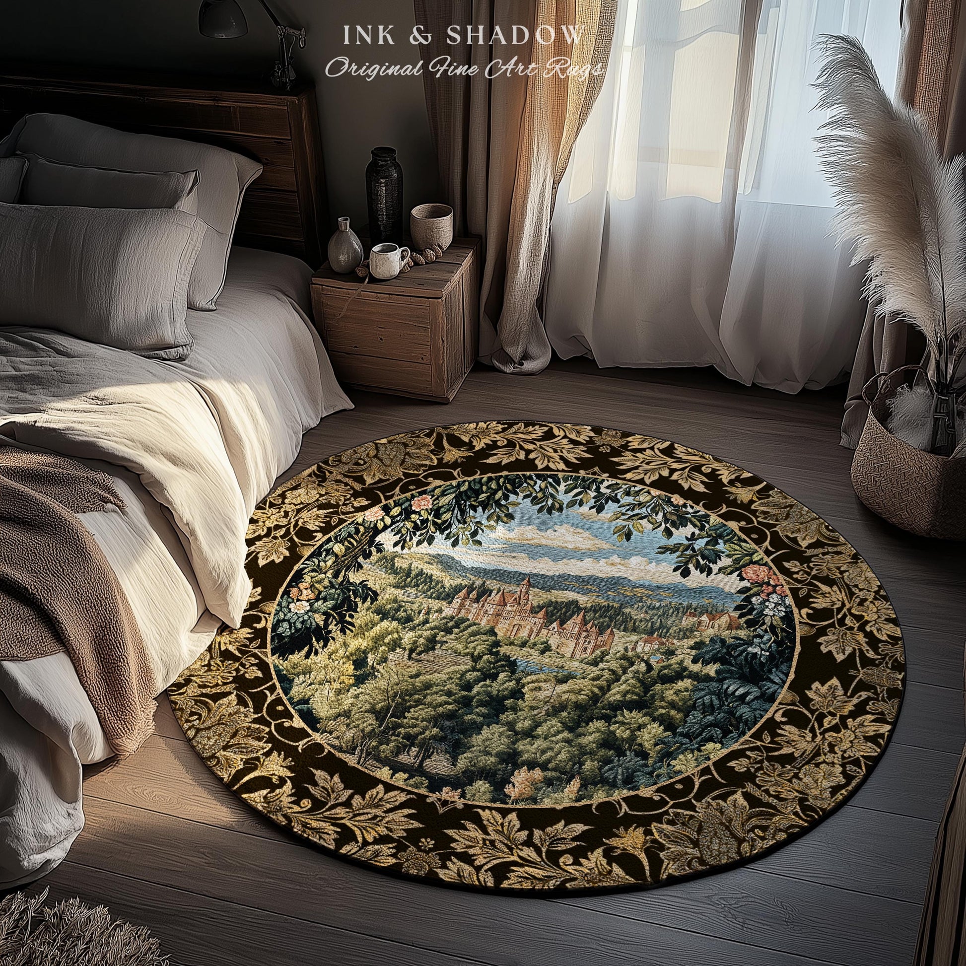 Fantasy Castle Botanical Area Rug | Fairycore Princess Bedroom Woodland Moody Medieval Woodland Fairytale Whimsy Whimsigothic Home Decor |