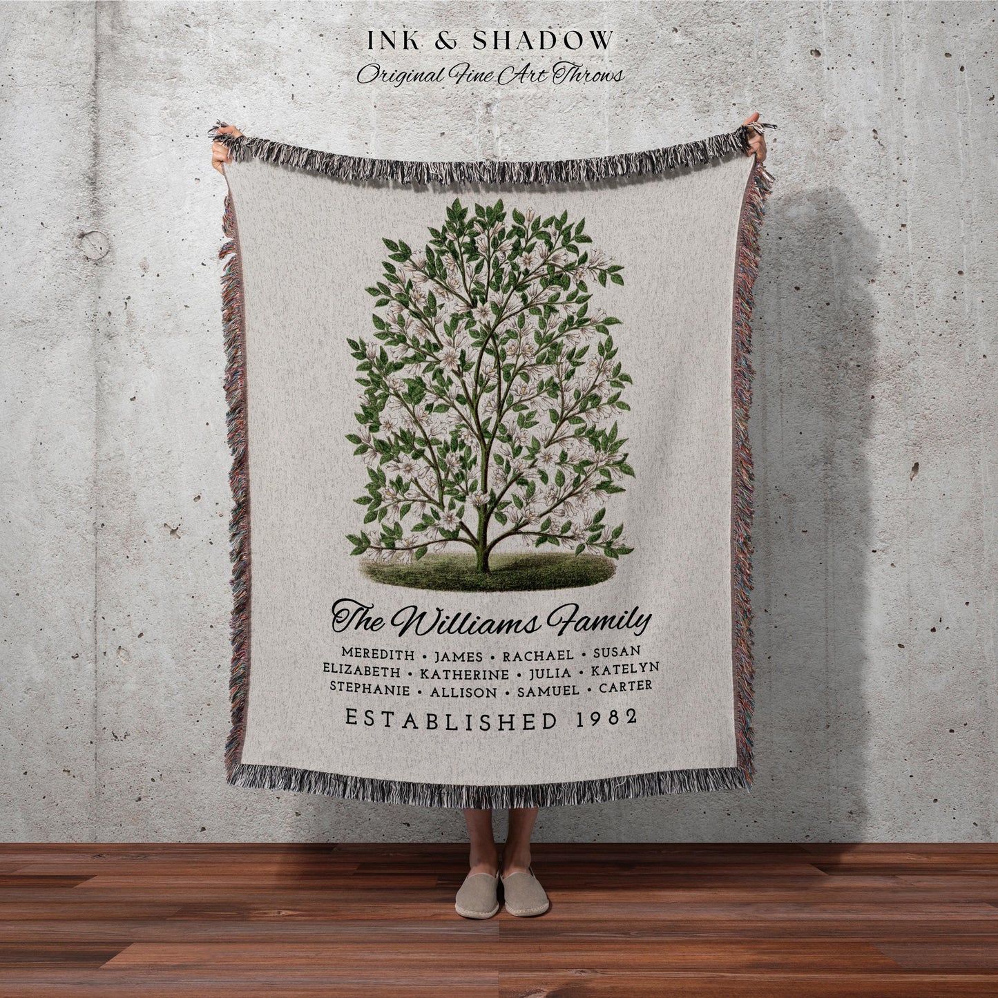 Grandparents Gift Personalized Family Tree Blanket Custom Family Gift Meaningful | Wedding Gift Sentimental Gift for Family Tree Wall Art |