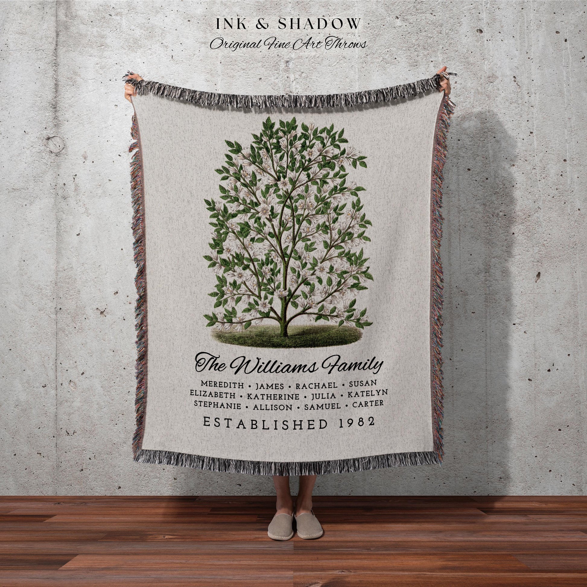 Grandparents Gift Personalized Family Tree Blanket Custom Family Gift Meaningful | Wedding Gift Sentimental Gift for Family Tree Wall Art |