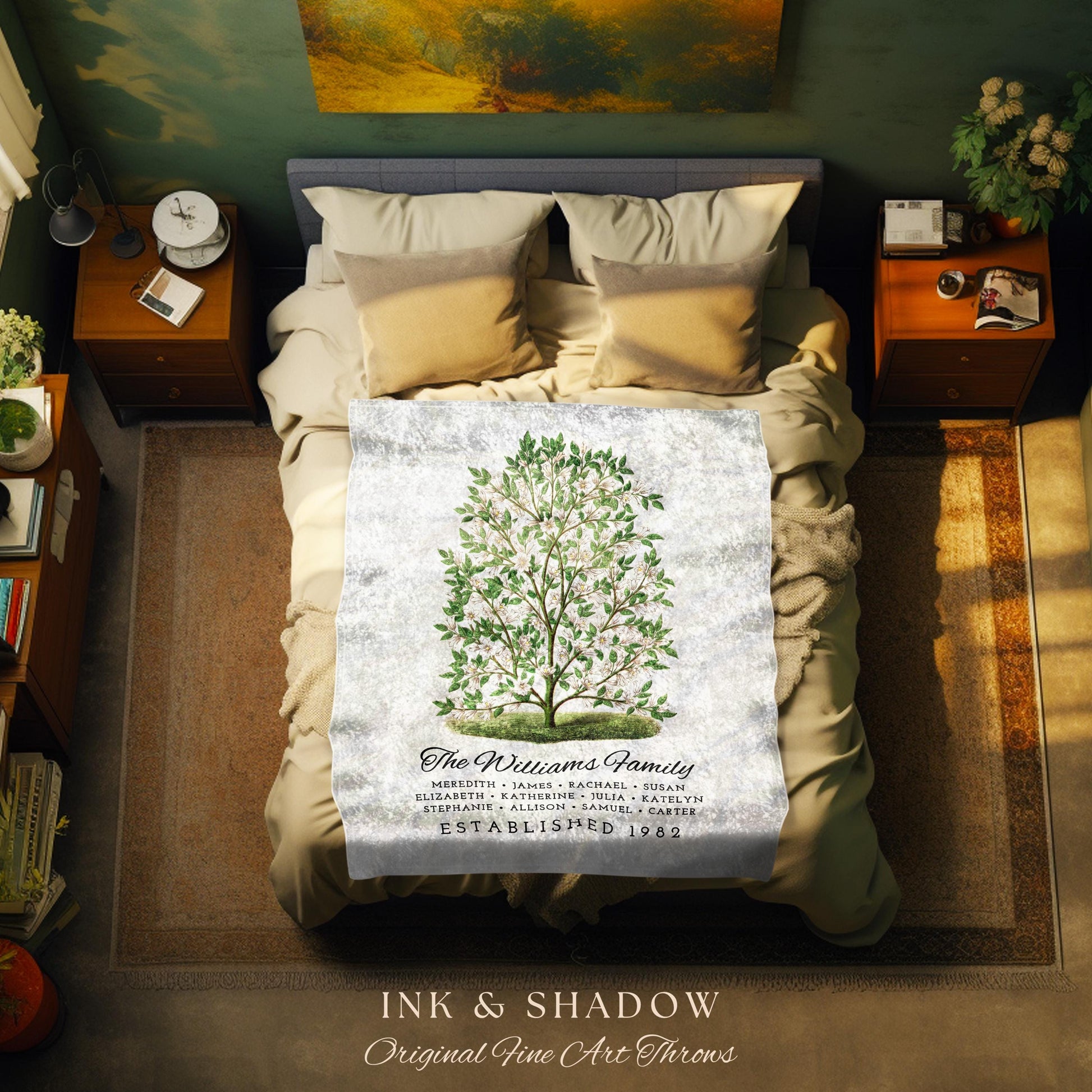 Grandparents Gift Personalized Family Tree Blanket Custom Family Gift Meaningful | Wedding Gift Sentimental Gift for Family Tree Wall Art |