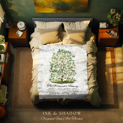 Grandparents Gift Personalized Family Tree Blanket Custom Family Gift Meaningful | Wedding Gift Sentimental Gift for Family Tree Wall Art |