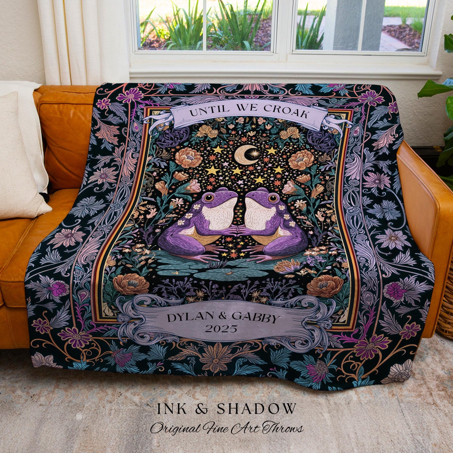 Enchanted Throw Until We Croak Frog Lover Gift | Folklore Wedding Boho Cottagecore Tapestry Blanket Fairycore Custom Celestial Personalized