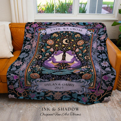Enchanted Throw Until We Croak Frog Lover Gift | Folklore Wedding Boho Cottagecore Tapestry Blanket Fairycore Custom Celestial Personalized