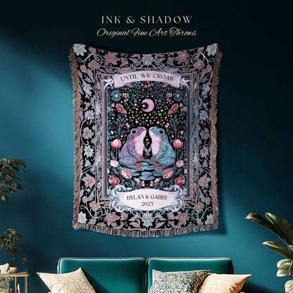 Dreamy Lavender Anniversary Blanket | Fairycore Cute Frog Couple Personalized Gift Mystic Pastel Purple Until We Croak Custom Whimsigothic |