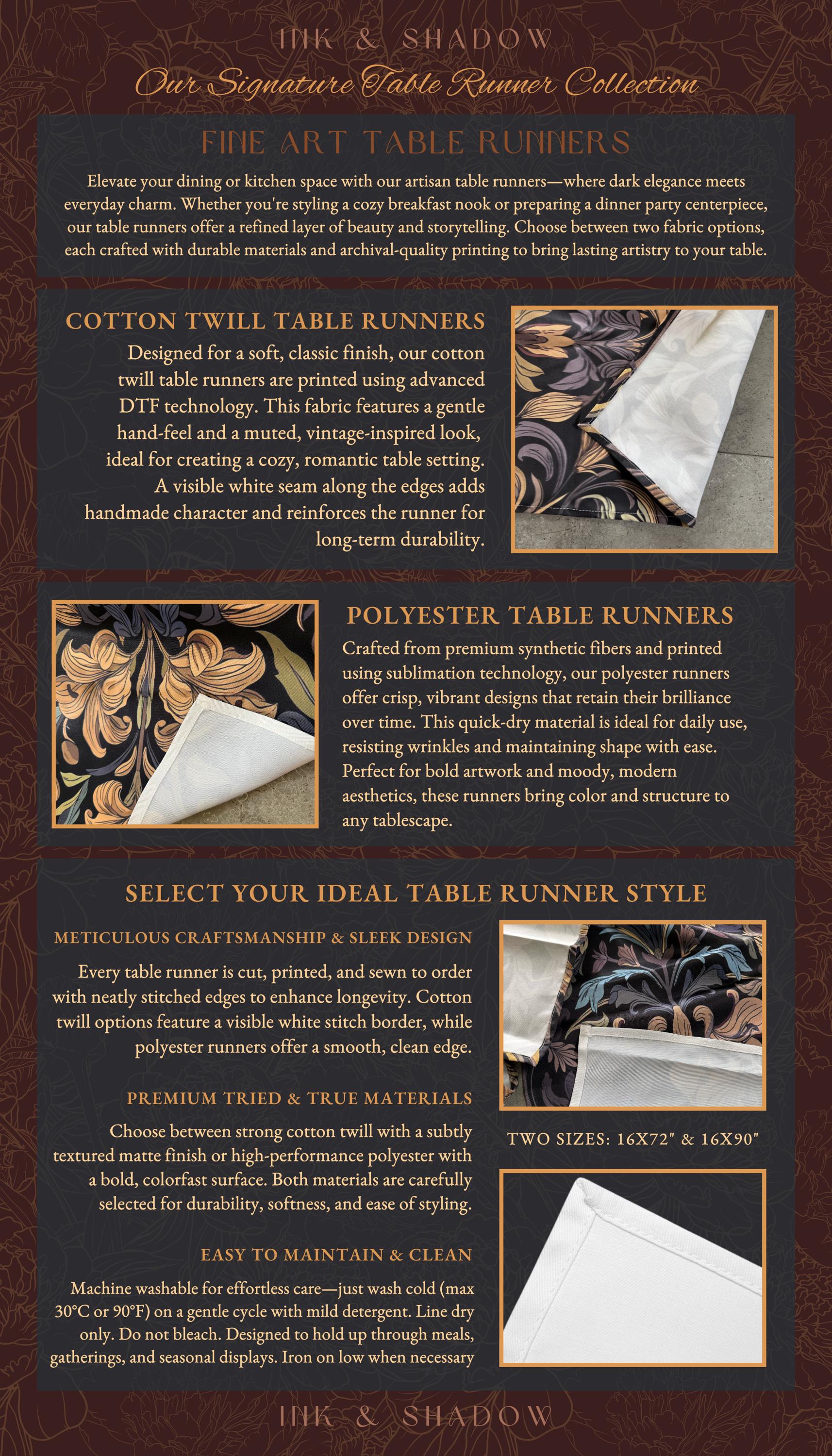 Dark Academia Victorian Royal Table Runner | Fantasy Dining Room Boho Woodland Princess Medieval Rustic Floral Landscape Coquette Maximalist