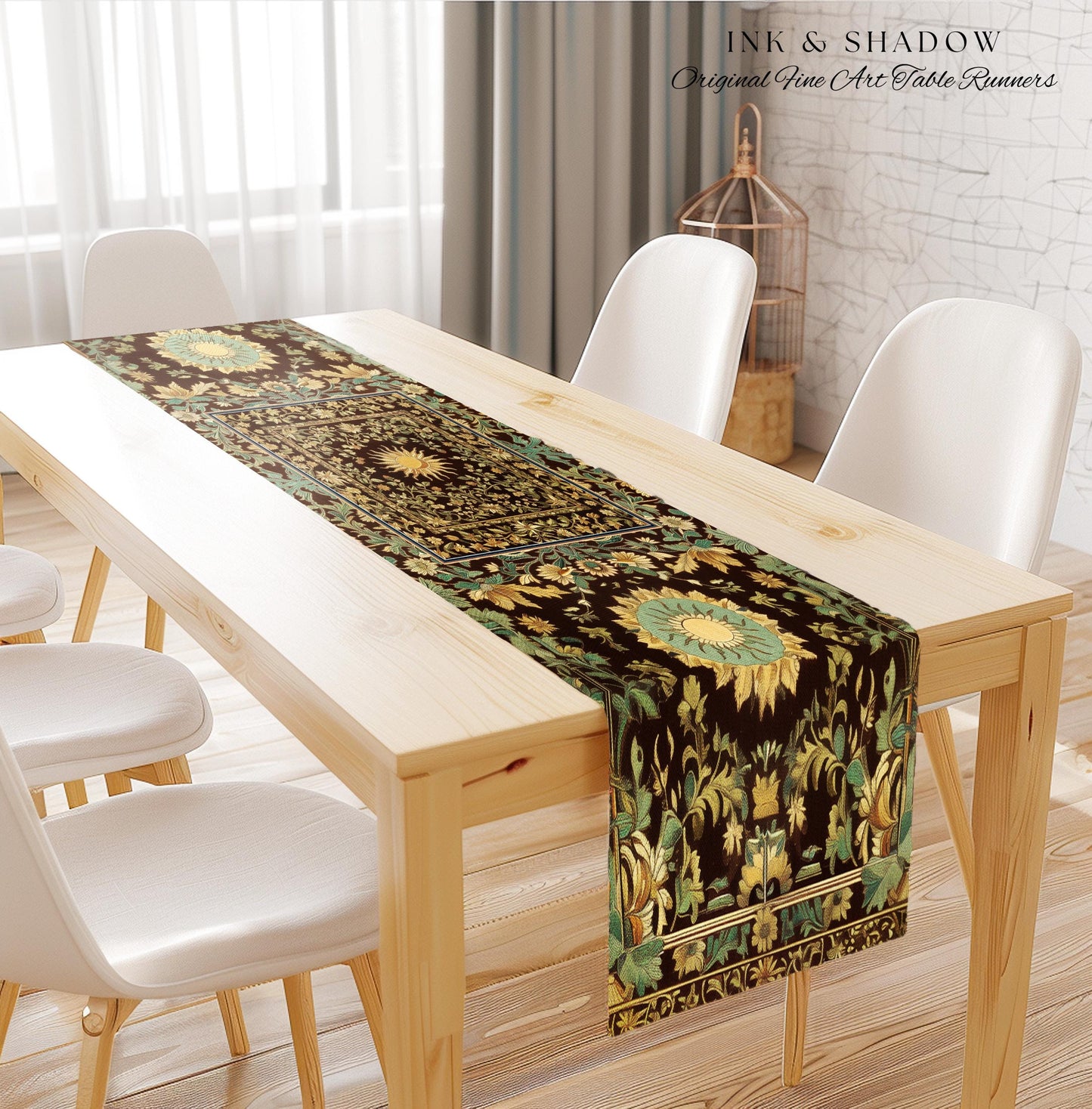 Boho Maximalist Sun Table Runner | Witchy Mystic Theme Dinner Table Whimsical Celestial Tarot Aesthetic Astrology Inspired Spiritual Home |