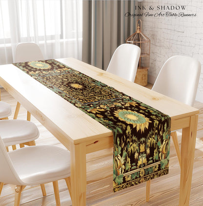 Boho Maximalist Sun Table Runner | Witchy Mystic Theme Dinner Table Whimsical Celestial Tarot Aesthetic Astrology Inspired Spiritual Home |