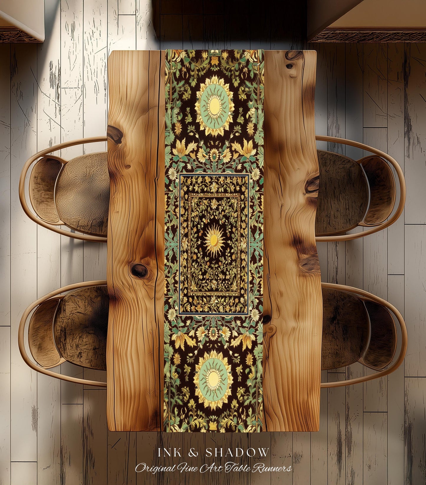 Boho Maximalist Sun Table Runner | Witchy Mystic Theme Dinner Table Whimsical Celestial Tarot Aesthetic Astrology Inspired Spiritual Home |