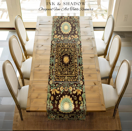 Boho Maximalist Sun Table Runner | Witchy Mystic Theme Dinner Table Whimsical Celestial Tarot Aesthetic Astrology Inspired Spiritual Home |