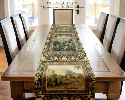 Ethereal Fairytale Fantasy Castle Table Runner | Dark Academia Woodland Folklore Princess Aesthetic Magical Landscape Forestcore Romantic |