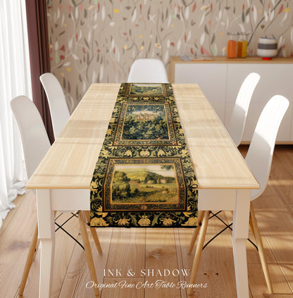 Ethereal Fairytale Fantasy Castle Table Runner | Dark Academia Woodland Folklore Princess Aesthetic Magical Landscape Forestcore Romantic |