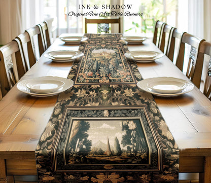 Dark Academia Victorian Royal Table Runner | Fantasy Dining Room Boho Woodland Princess Medieval Rustic Floral Landscape Coquette Maximalist