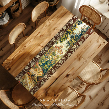 Book Nook Fairytale Castle Table Runner, Woodland Fairycore Bohemian Folklore Aesthetic Magical Landscape Forestcore Dark Academia Decor |