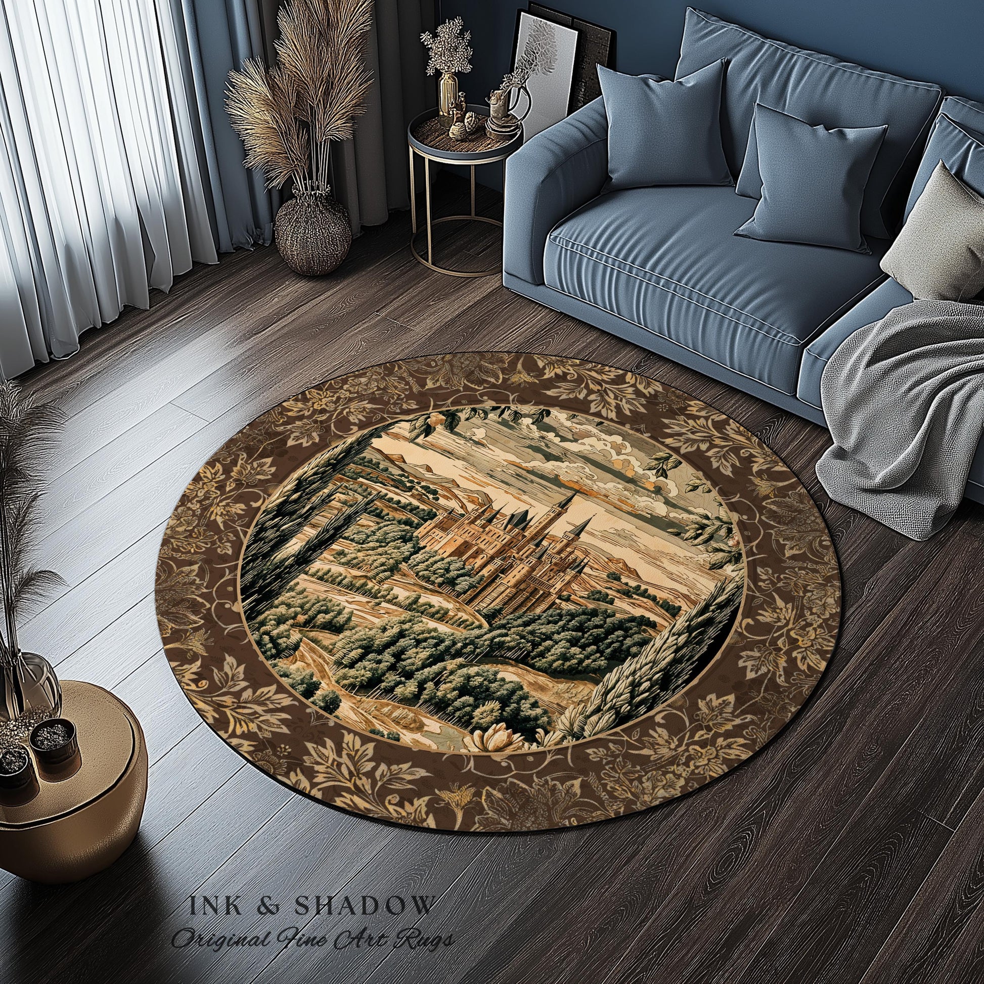 Romantic Victorian Botanical Accent Rug | Medieval Woodland Fairytale Castle Whimsigothic Folklore Romantic Princesscore Victorian Artwork |