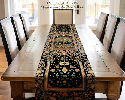 Rustic Medieval Fairycore Table Runner | Gothic Forest Home Decor Maximalist Aesthetic Housewarming Gift Parisian Dining Room Chateaucore |