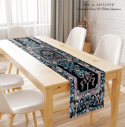 Timeless Folklore Tree Table Runner | Gothic Floral Medieval Ornate Nature Motif Romantic Garden Aesthetic Dining Room Decor Maximalist Home