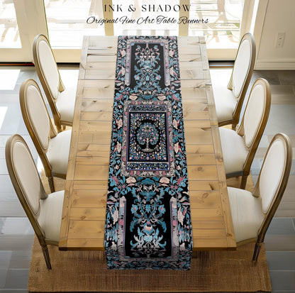 Timeless Folklore Tree Table Runner | Gothic Floral Medieval Ornate Nature Motif Romantic Garden Aesthetic Dining Room Decor Maximalist Home