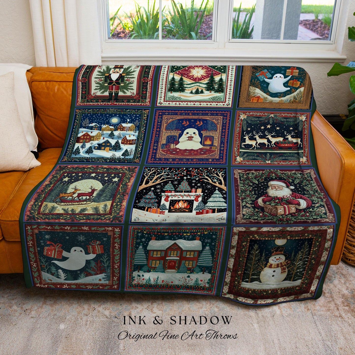 Whimsigoth Winter Wonderland Blanket | Gothic Holiday Throw Jacquard Woven Cozy Cottagecore Scandi Seasonal Festive Christmas Yuletide Gift
