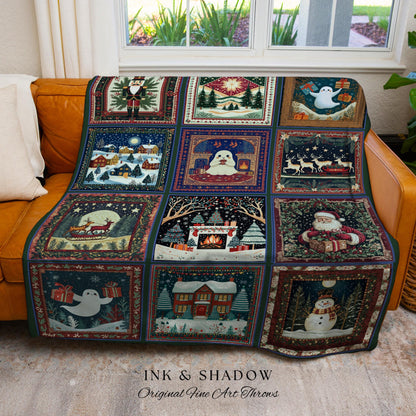 Whimsigoth Winter Wonderland Blanket | Gothic Holiday Throw Jacquard Woven Cozy Cottagecore Scandi Seasonal Festive Christmas Yuletide Gift