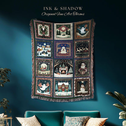 Whimsigoth Winter Wonderland Blanket | Gothic Holiday Throw Jacquard Woven Cozy Cottagecore Scandi Seasonal Festive Christmas Yuletide Gift