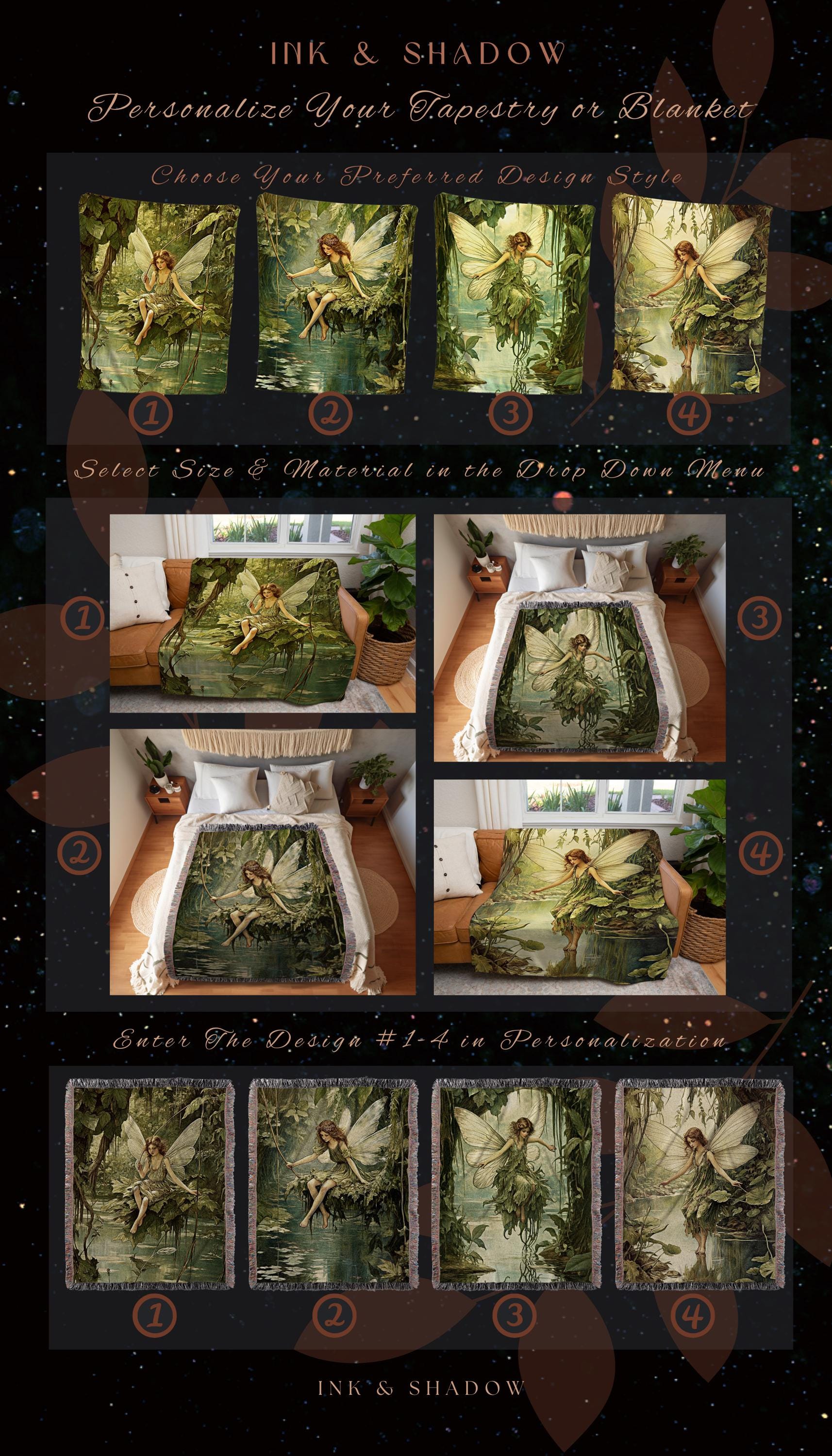 Renaissance Fairy Blanket | Fairytale Aesthetic Celestial Wall Art Witchy Cottagecore Decor Art Nouveau Tapestry Blanket Fairycore Vintage |