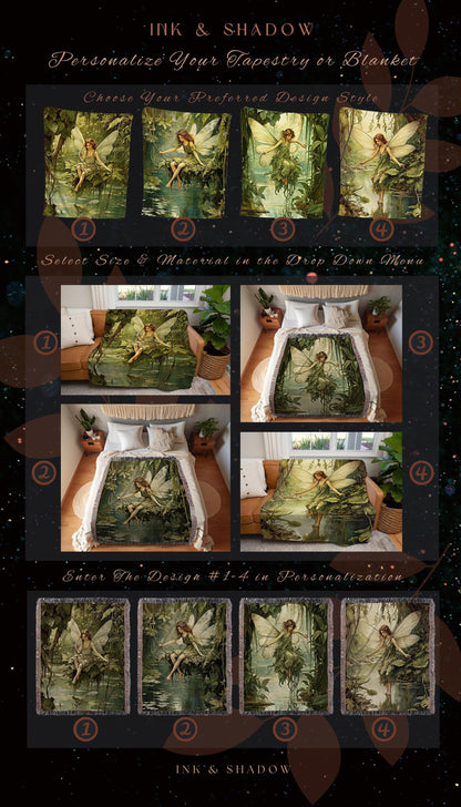 Renaissance Fairy Blanket | Fairytale Aesthetic Celestial Wall Art Witchy Cottagecore Decor Art Nouveau Tapestry Blanket Fairycore Vintage |