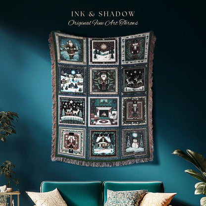 Enchanted Xmas Boho Christmas Throw | Yuletide Wonder Scandinavian Holiday Home Decor Winter Wonderland Cozy Hygge Aesthetic Christmas Tree