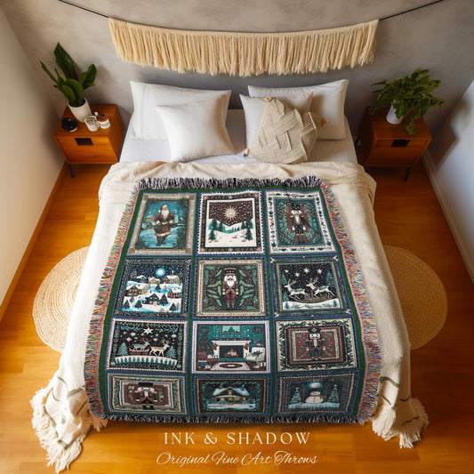 Enchanted Xmas Boho Christmas Throw | Yuletide Wonder Scandinavian Holiday Home Decor Winter Wonderland Cozy Hygge Aesthetic Christmas Tree