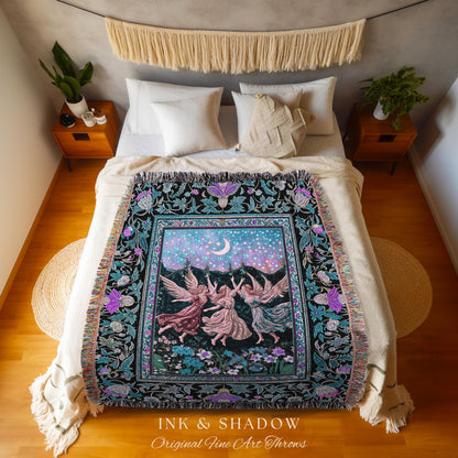 Pastel Fairytale Ethereal Fairy Blanket | Whimsical Folklore Medieval Woven Throw Mystical Fairycore Mystic Academia Dreamy Boho Home Decor