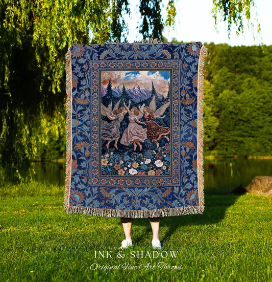 Whimsical Mythology Moody Woven Tapestry | Pastel Folklore Ethereal Throw Blanket Dreamy Cottagecore Medieval Bedroom Dark Aesthetic Witchy
