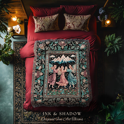 Fairycore Ethereal Angel Throw Blanket | Woodland Folklore Bohemian Midsummer Aesthetic Light Academia Cozy Forestcore Home Decor Witchy |