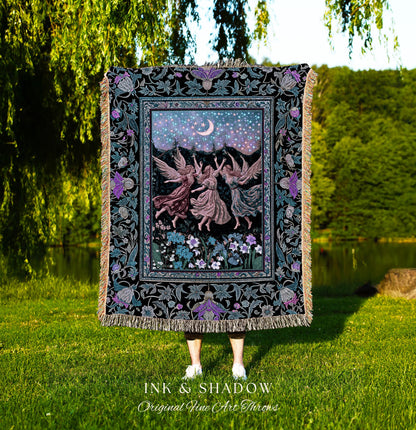 Pastel Fairytale Ethereal Fairy Blanket | Whimsical Folklore Medieval Woven Throw Mystical Fairycore Mystic Academia Dreamy Boho Home Decor