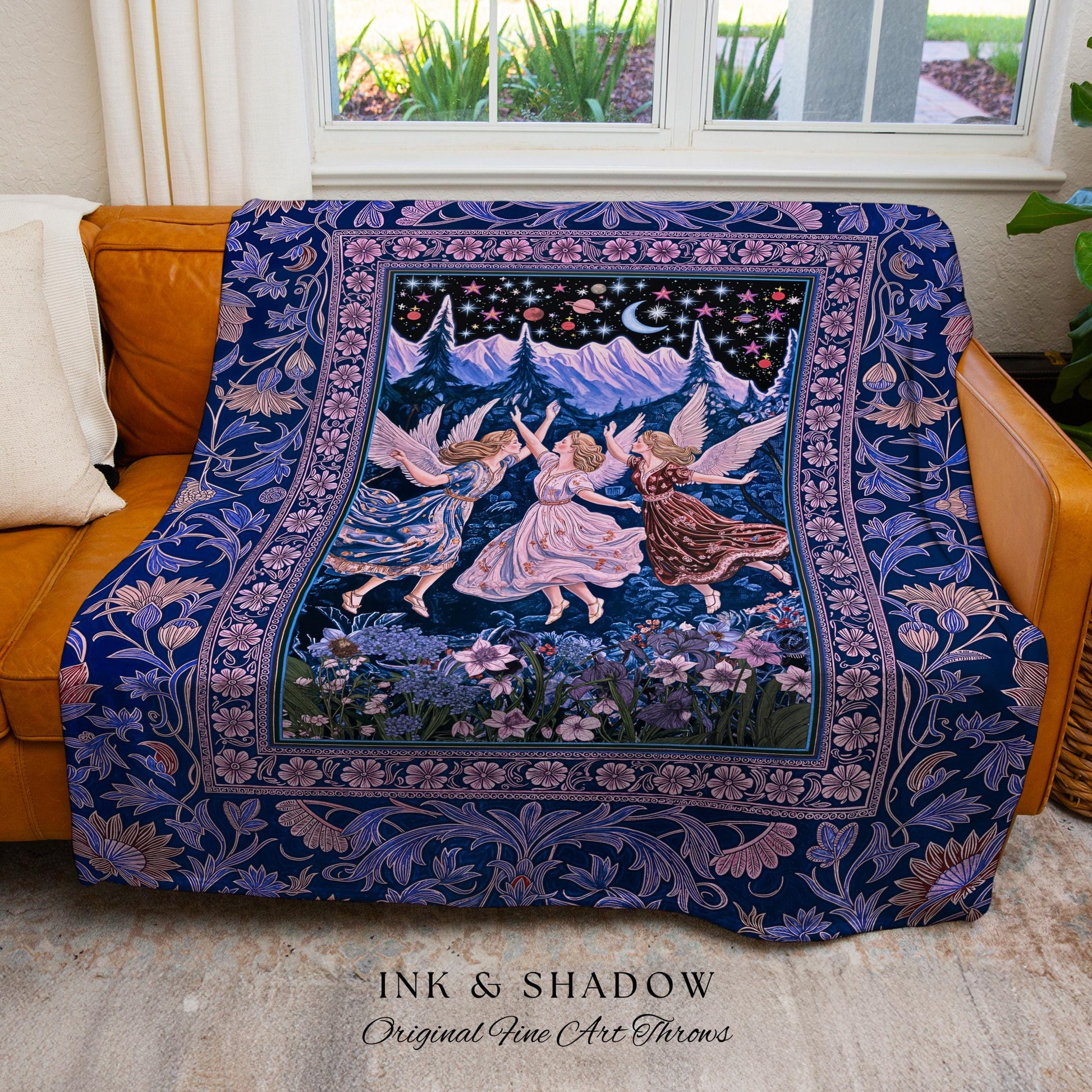 Mystic Lavender Dreamy Fairy Blanket | Midsummer Aesthetic Woodland Folklore Wall Tapestry Dark Academia Whimsical Woven Throw Enchanted |