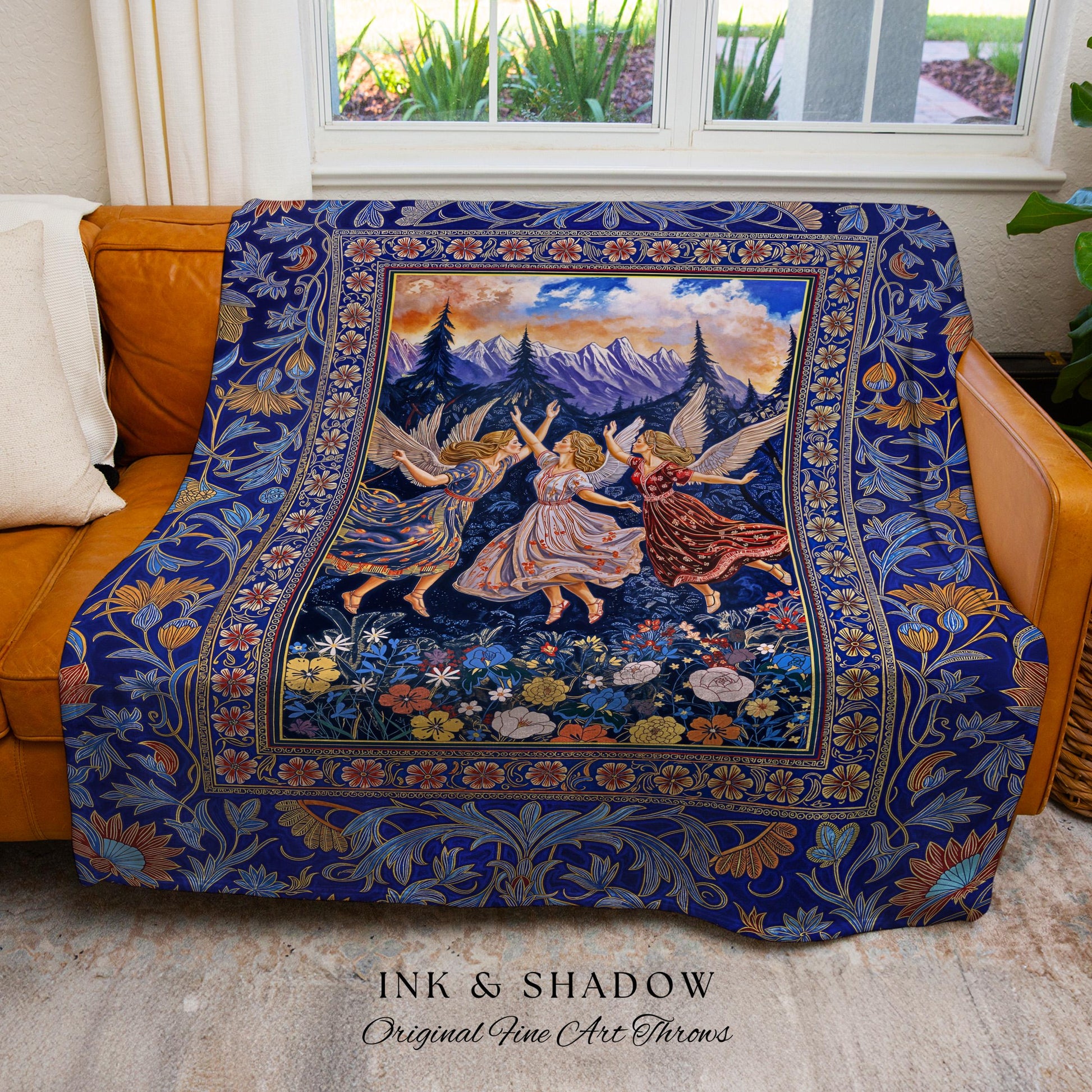 Whimsical Mythology Moody Woven Tapestry | Pastel Folklore Ethereal Throw Blanket Dreamy Cottagecore Medieval Bedroom Dark Aesthetic Witchy